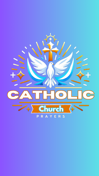Roman Catholic Church Prayers app splash screen with its dove and cross emblem
